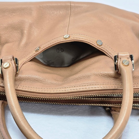 Tory Burch Amanda Double Zip Tote Bag Aged Vachetta Tan Satchel Handbag READ - Picture 16 of 16